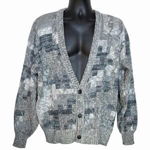 VINTAGE 80s 90s MENS MICHAEL GERALD GRANDPA DAD CARDIGAN SWEATER GRUNGE RETRO L